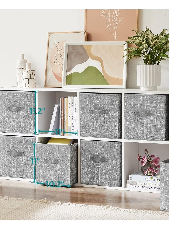 SONGMICS Storage Cubes, 11-Inch Non-Woven Fabric Bins with Double Handles, Set of 6, Closet Organizers for Shelves, Foldable, for Clothes, Gray - Image 4