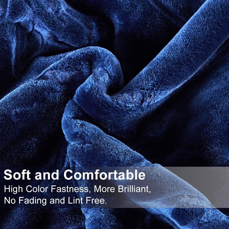 JML Fleece Blanket King Size, Heavy Korean Mink Blanket 85 X 95 Inches- 9 Lbs, Single Ply, Soft and Warm, Thick Raschel Printed Mink Blanket for Autumn,Winter,Bed,Home,Gifts, Navy - Image 5