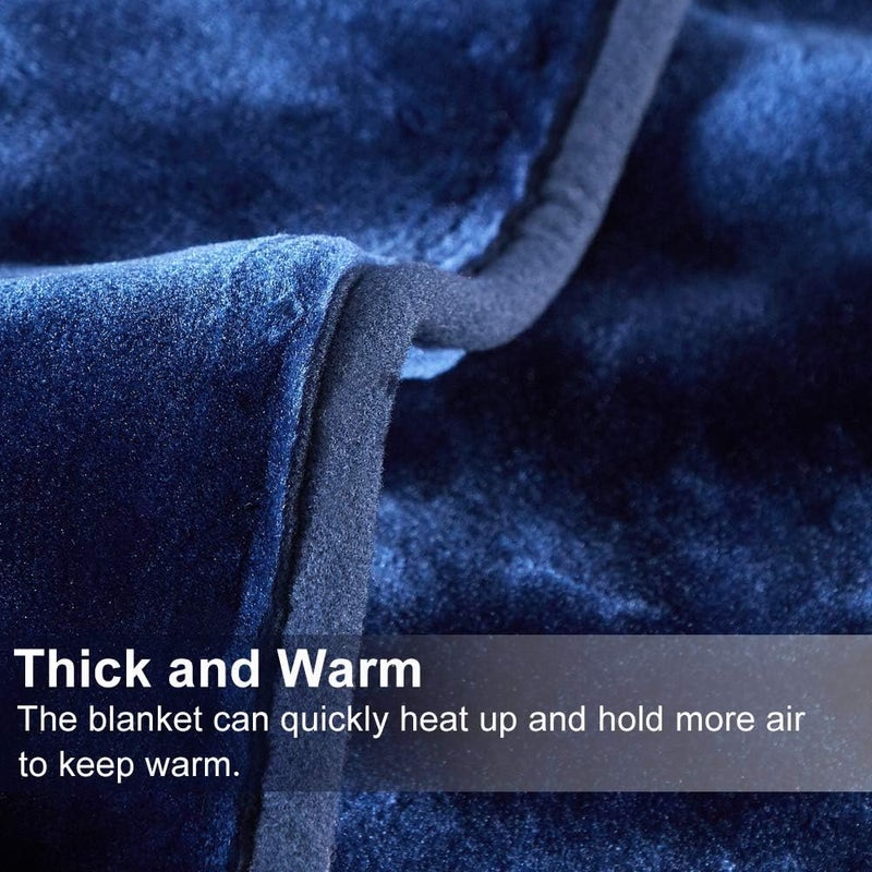 JML Fleece Blanket King Size, Heavy Korean Mink Blanket 85 X 95 Inches- 9 Lbs, Single Ply, Soft and Warm, Thick Raschel Printed Mink Blanket for Autumn,Winter,Bed,Home,Gifts, Navy - Image 4