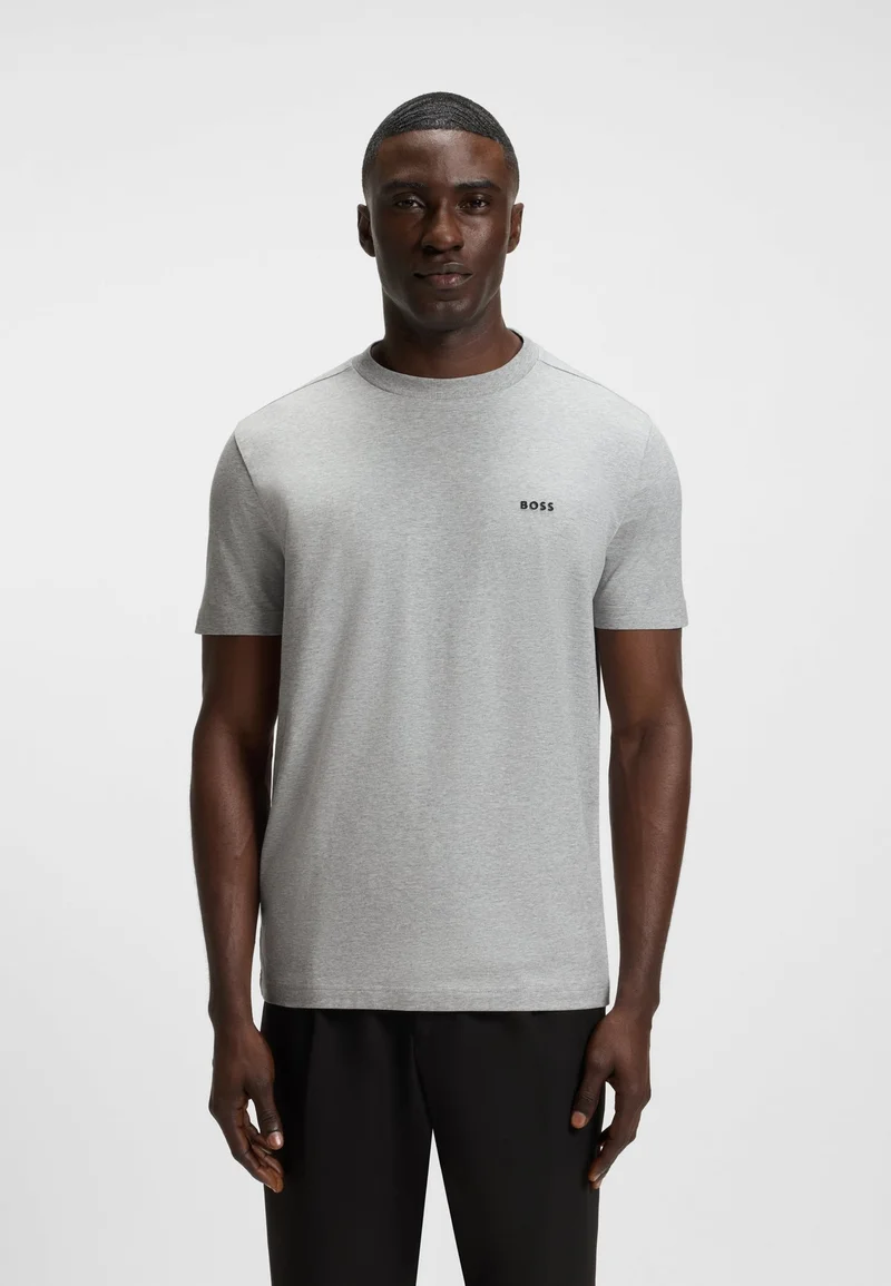BOSS Regular-fit T-shirt in stretch cotton with contrast logo