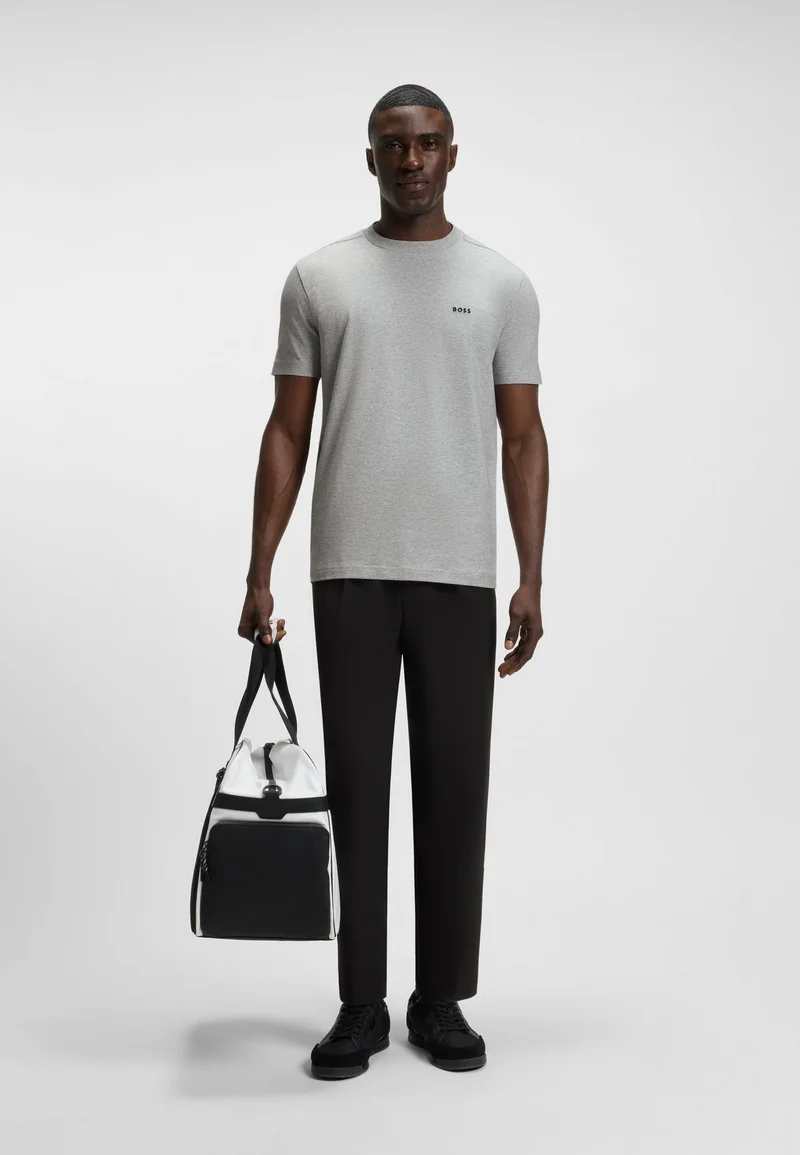 BOSS Silver Stretch-cotton T-shirt with logo detail for Men | Best Price UAE