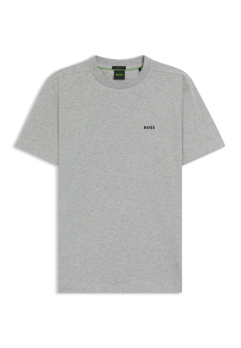 BOSS Silver Stretch-cotton T-shirt with logo detail for Men | Best Price UAE