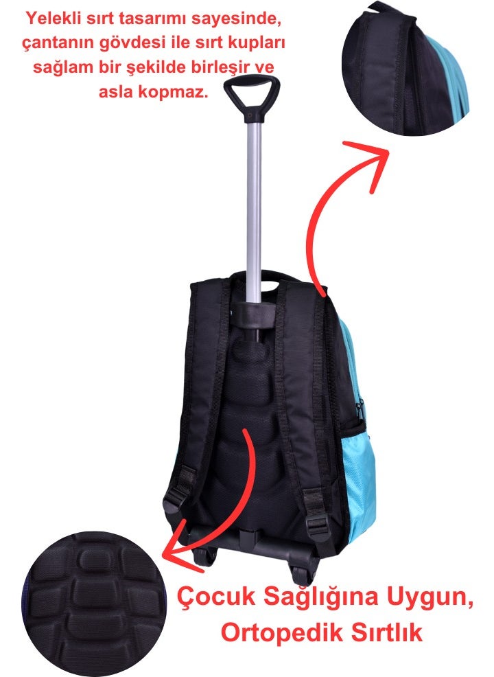 Çantaland Wheeled Black Dinosaur Printed, Orthopedic Back Featured, Primary School Bag + Lunch Box  - Image 3