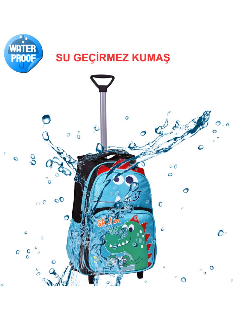 Çantaland Wheeled Black Dinosaur Printed, Orthopedic Back Featured, Primary School Bag + Lunch Box  - Image 5