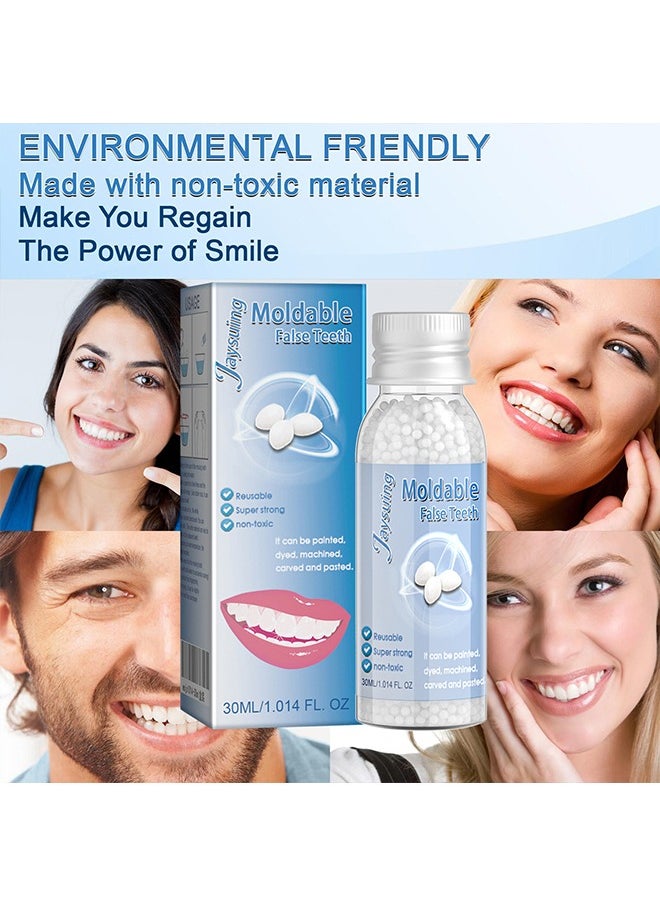 Jaysuing Moldable False Teeth,White Particles Reusable Non-toxic Temporarily Fill 30ml  - Image 5