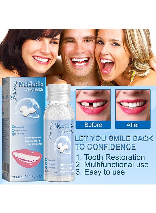 Jaysuing Moldable False Teeth,White Particles Reusable Non-toxic Temporarily Fill 30ml  - Image 4