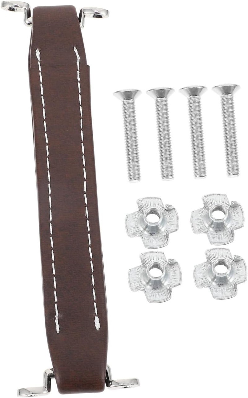 BESPORTBLE Subwoofer Speaker Pull Handle with Screws, Leather Outdoor and Indoor Audio Cabinet Handle, Coffee Color Replacement Hardware for Audio Equipment - Image 1