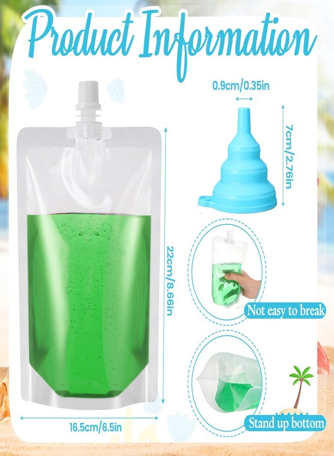 باتيلاي أكياس بلاستيكية سائلة قابلة لإعادة الاستخدام من باتيليه، أكياس عصير، أكياس مياه للسفر، أكياس مانعة للتسرب، عبوة كبيرة مع قمع سيليكون قابل للطي للسفر والأنشطة الخارجية (60 قطعة، 24 أونصة) - Image 4