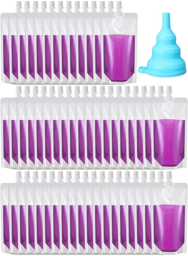 باتيلاي أكياس بلاستيكية سائلة قابلة لإعادة الاستخدام من باتيليه، أكياس عصير، أكياس مياه للسفر، أكياس مانعة للتسرب، عبوة كبيرة مع قمع سيليكون قابل للطي للسفر والأنشطة الخارجية (60 قطعة، 24 أونصة) - Image 1