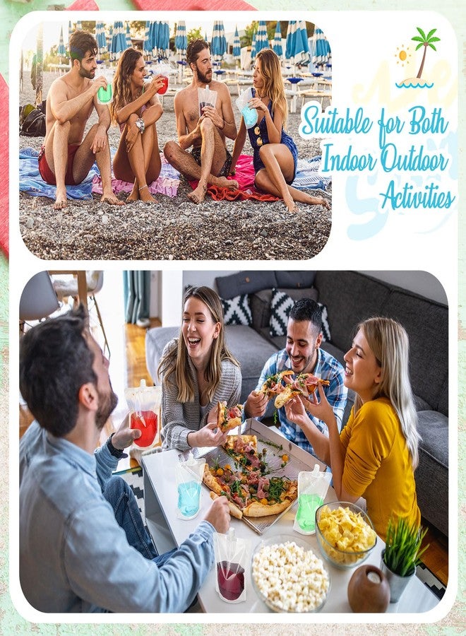 باتيلاي أكياس بلاستيكية سائلة قابلة لإعادة الاستخدام من باتيليه، أكياس عصير، أكياس مياه للسفر، أكياس مانعة للتسرب، عبوة كبيرة مع قمع سيليكون قابل للطي للسفر والأنشطة الخارجية (60 قطعة، 24 أونصة) - Image 5