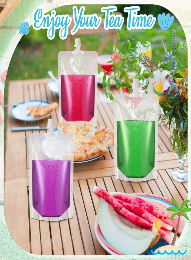 باتيلاي أكياس بلاستيكية سائلة قابلة لإعادة الاستخدام من باتيليه، أكياس عصير، أكياس مياه للسفر، أكياس مانعة للتسرب، عبوة كبيرة مع قمع سيليكون قابل للطي للسفر والأنشطة الخارجية (60 قطعة، 24 أونصة) - Image 3