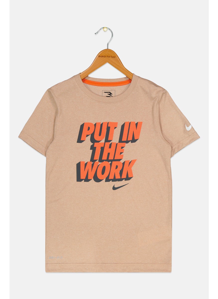 Nike 3Brand by Russell Wilson - Kids Boy Short Sleeve Graphic Print Outdoor T-shirt, Tan - Image 1