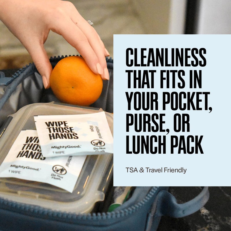 MightyGood. Wipe Those Hands On-The-Go Sanitizing Wipes -1 Pack of 30 Individually Wrapped Wipes - Alcohol & Fragrance-Free - Kills Germs Fast - Travel Friendly - Image 2