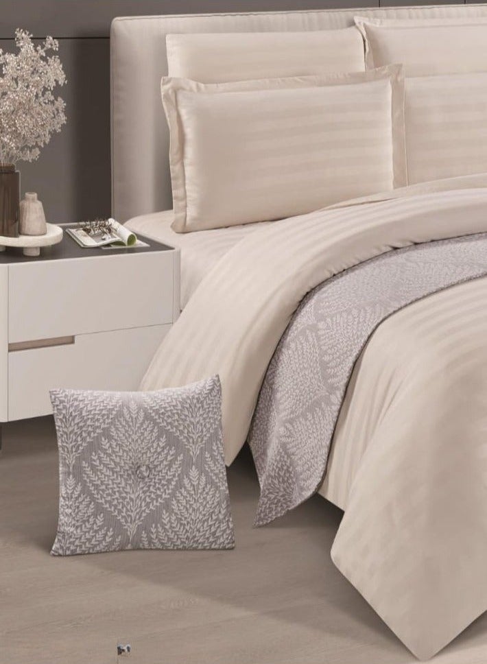 KAKA Double Microfiber Hotel Bedspread, Fits 200cm x 200cm Bed, 9 Pieces, with Removable Filling, Hotel Stripes Design - Image 2