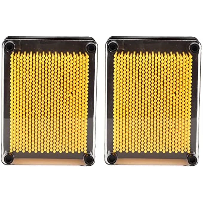 ANKROYU 2 PCS 3D Pin Art Toy, Yellow Stress Relief 3D Pin Art Board Toy, 3D Fun Desktop Sculpture Gadget, Metal Pin Art Impact Toy for Office Table Decoration - Image 1