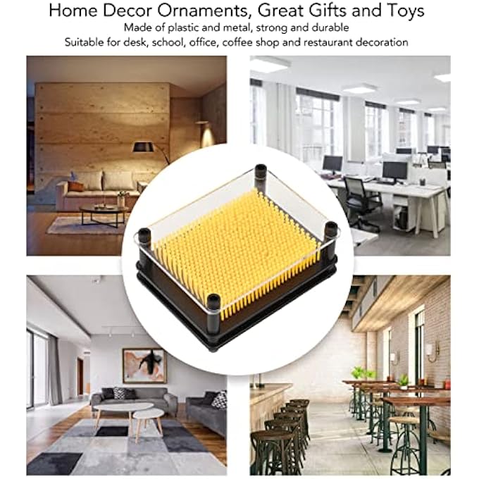 ANKROYU 2 PCS 3D Pin Art Toy, Yellow Stress Relief 3D Pin Art Board Toy, 3D Fun Desktop Sculpture Gadget, Metal Pin Art Impact Toy for Office Table Decoration - Image 2