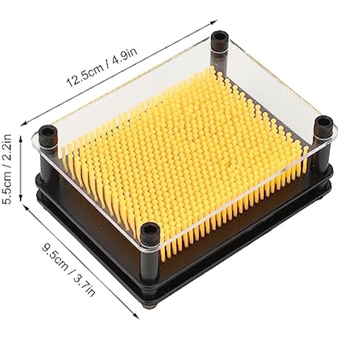 ANKROYU 2 PCS 3D Pin Art Toy, Yellow Stress Relief 3D Pin Art Board Toy, 3D Fun Desktop Sculpture Gadget, Metal Pin Art Impact Toy for Office Table Decoration - Image 4