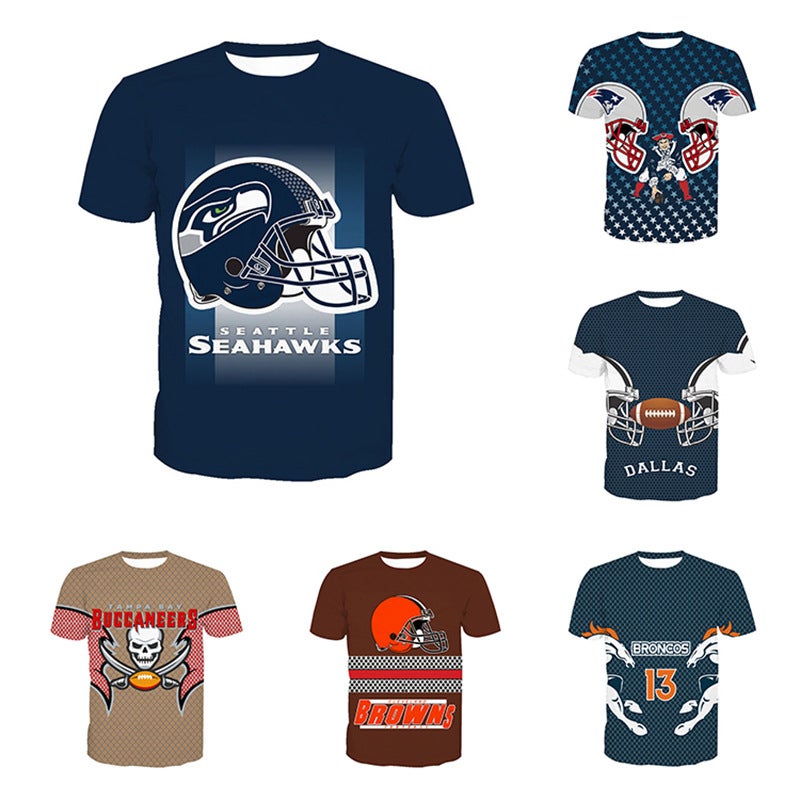 Men's Fashion Casual T-shirt Digital Printing Rugby Round Neck Short Sleeve - Image 2
