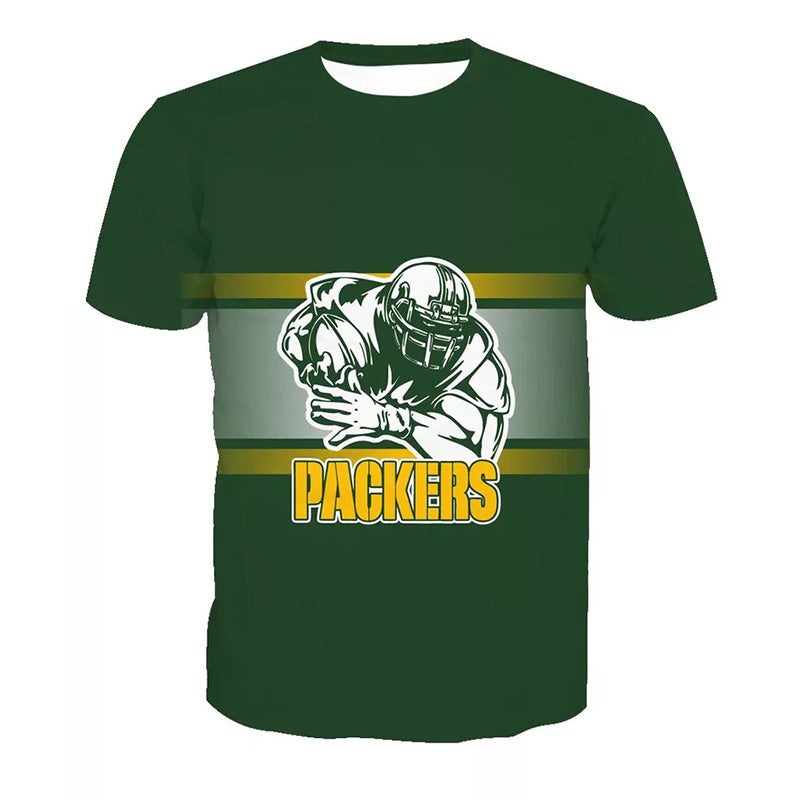 Men's Fashion Casual T-shirt Digital Printing Rugby Round Neck Short Sleeve - Image 5