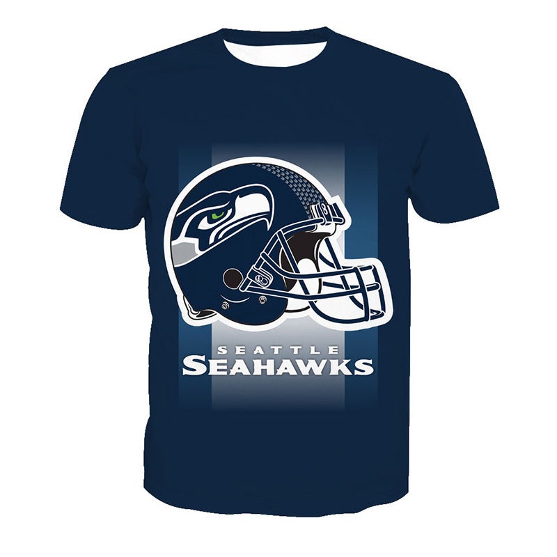 Men's Fashion Casual T-shirt Digital Printing Rugby Round Neck Short Sleeve - Image 4