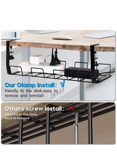 XiuWoo No Drilling Under Desk Sturdy Metal Wire Cable Management Tray Basket and Cable Organizer Racks for Office and Home  - Image 3