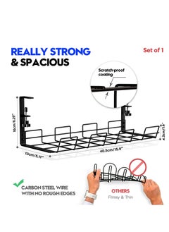 XiuWoo No Drilling Under Desk Sturdy Metal Wire Cable Management Tray Basket and Cable Organizer Racks for Office and Home  - Image 5