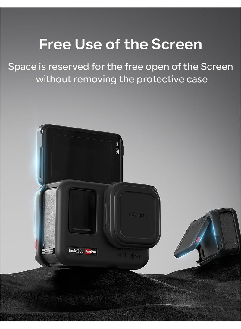 سيوسي حافظة واقية من السيليكون لجهاز Insta360 Ace Pro، حافظة سيليكون مضادة للصدمات، تتضمن غطاء عدسة لملحقات الحماية Insta360 Ace Pro، مع حبل مضاد للضياع - Image 4