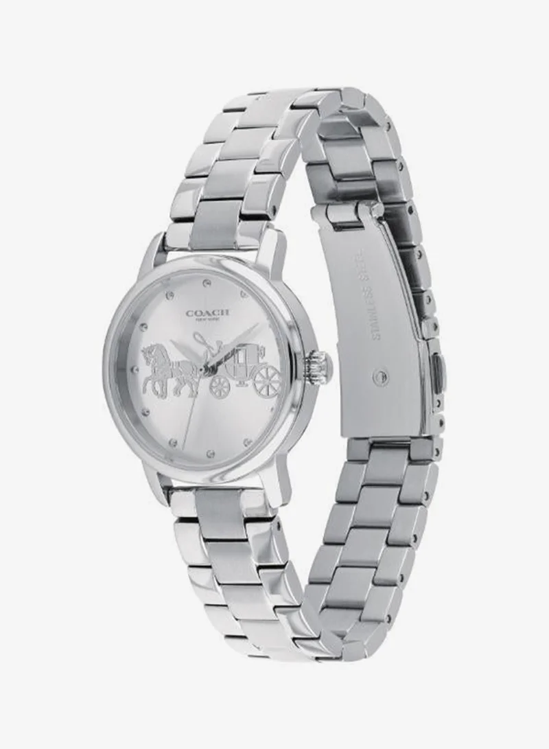 Coach  Women's Quartz Watch, Silver-White Dial, Stainless Steel Strap for Women | Best Price UAE