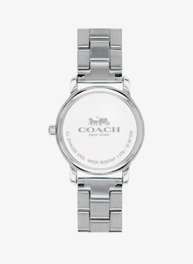 Coach  Women's Quartz Watch, Silver-White Dial, Stainless Steel Strap for Women | Best Price UAE