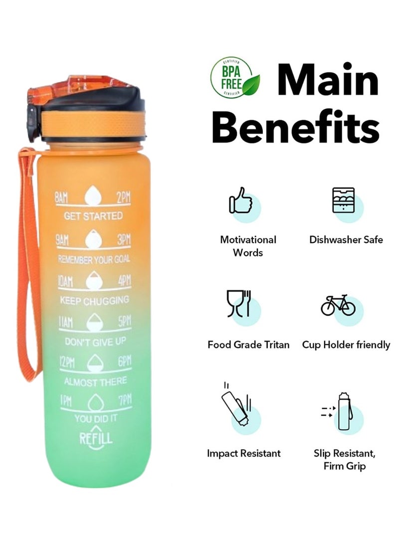 FFA SPORTS Fitness for All Sports Water Bottle with Time Marker  Leak proof 1L Water Bottle for Men Women and Office School Gym - Image 3