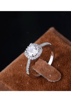 Generic 2 carat zircon women's classic round square bag ring  - Image 5