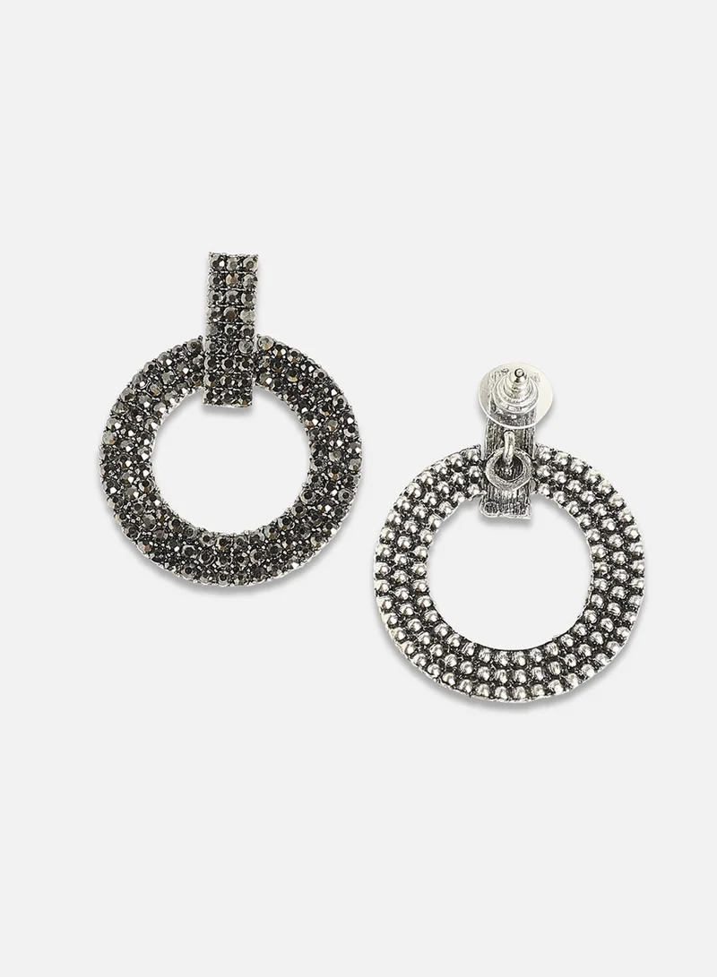 SOHI Clustered Hollow Circular Artificial Drop Earring Jewellery