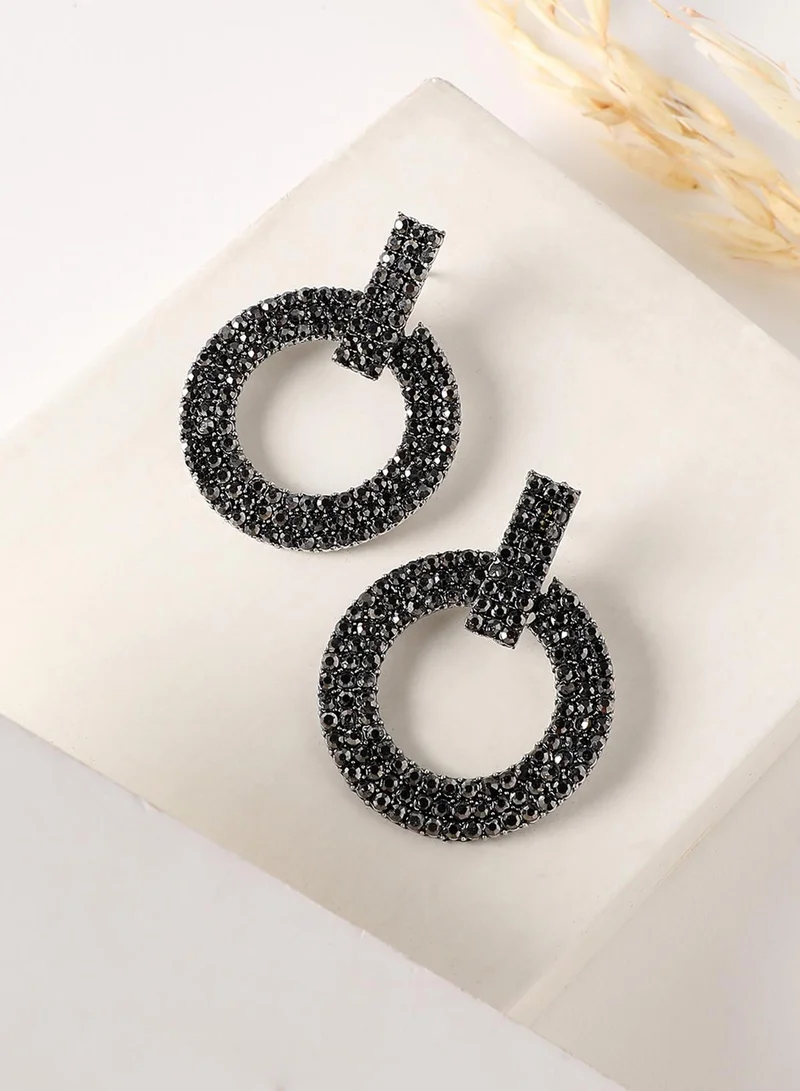 SOHI Clustered Hollow Circular Artificial Drop Earring Jewellery