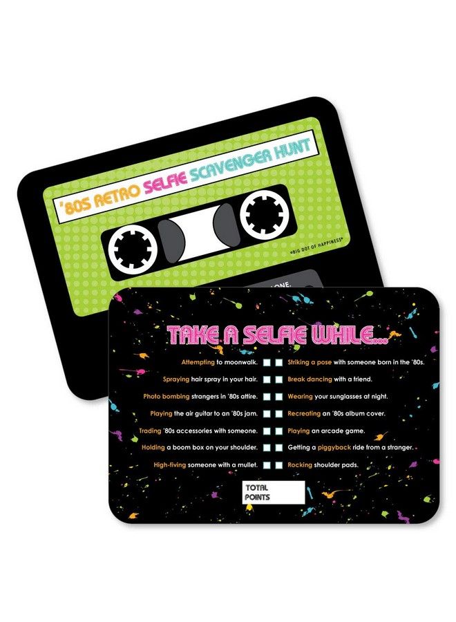 Big Dot of Happiness 80 Retro Selfie Scavenger Hunt Totally 1980S Party Game Set Of 12 - Image 2