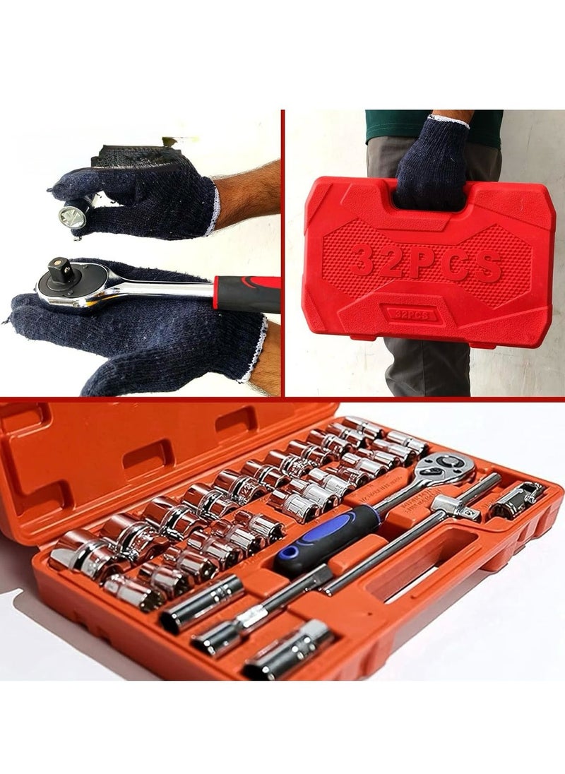 Generic Inditrust 32Pcs 1/2" inch Combinational Ratchet Socket Wrench Spannar Tool Goti Set with Carry Box for Automobiles/Bike/Car Repair Tool Kit Socket Set (Pack of 32) (32pc in Red box)  - Image 5