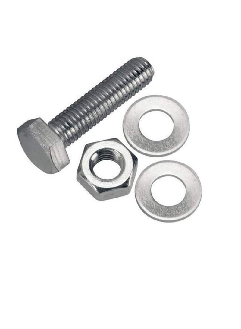 12 pcs Hex Head Screw Bolts Nuts & Washers Fully Thread GI Plain Finish Bolt Set. (18, 100M)  - Image 1
