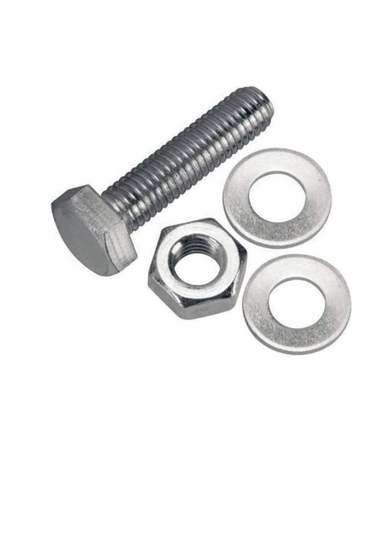 12 pcs Hex Head Screw Bolts Nuts & Washers Fully Thread GI Plain Finish Bolt Set. (18, 100M)  - Image 3