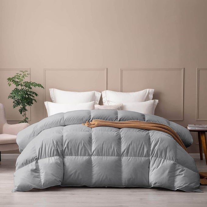 HEAVY WINTER 400 GSM COMFORTER DOUBLE BED SIZE 90X100 HOTEL QUALITY DOWN ALTERNATIVE COMFORTER SOFT MICROFIBER FILL DUVETBLANKET DOUBLE BED SILVER GREY COLOR