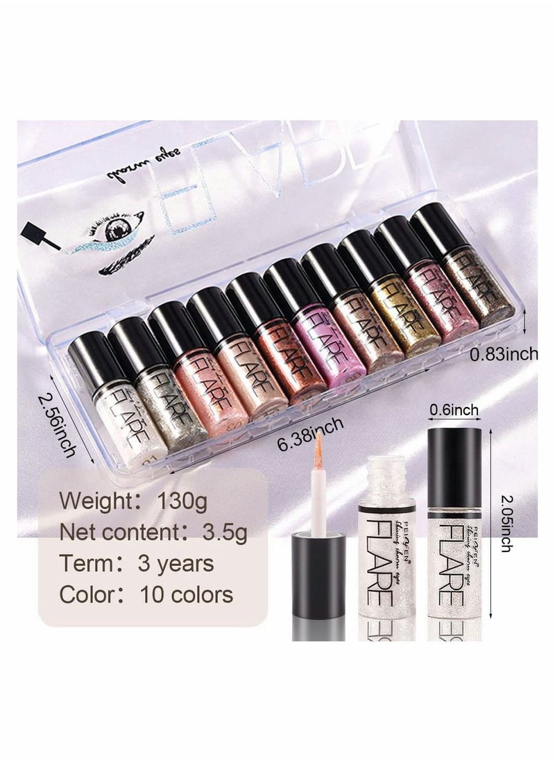 Waterproof Colorful Liquid Glitter Eyeshadow Kit, 10Pcs Longwearing Gold Liquid Glitter Eyeliner Set, Liquid Eye Glitter Sparkle Eye shadow Glitter sombra de para ojos Makeup Glitter for Eyes - pzsku/ZDACBE314E562AC41A722Z/45/_/1673424486/35316864-e31c-43ed-8542-bfe2b9d8255c