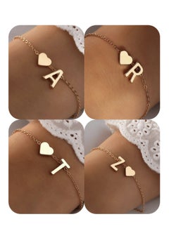 YUCCA Heart Bracelet Decorated with the First Letter of the Alphabet in Gold Color, Trendy for Women and Girls, Suitable for Daily Wear and Gifting to Friends.  - Image 1