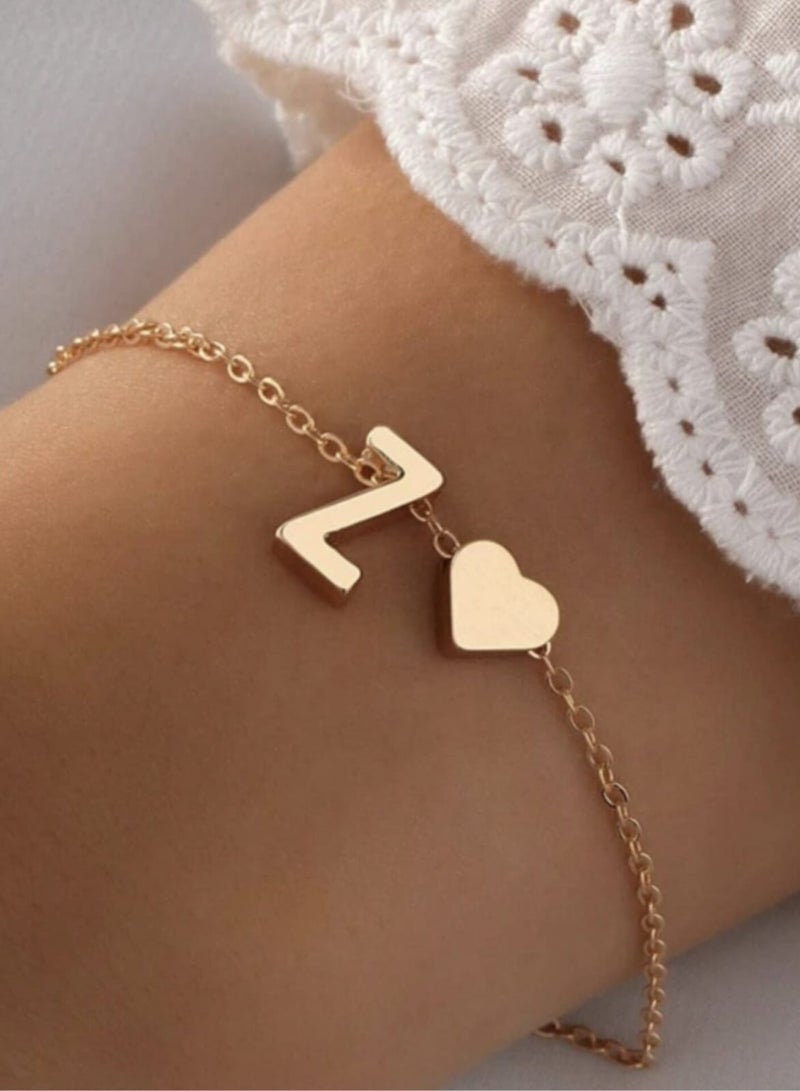YUCCA Heart Bracelet Decorated with the First Letter of the Alphabet in Gold Color, Trendy for Women and Girls, Suitable for Daily Wear and Gifting to Friends. - Image 5