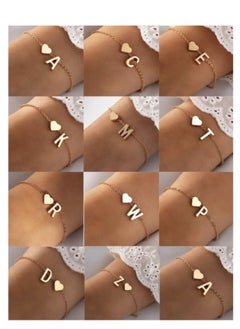 YUCCA Heart Bracelet Decorated with the First Letter of the Alphabet in Gold Color, Trendy for Women and Girls, Suitable for Daily Wear and Gifting to Friends.  - Image 2