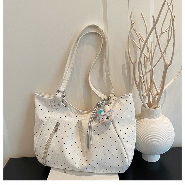 2026 New Korean Style Polka Dot Sweet Tote Bag, Large Capacity Shoulder Bag - Image 5