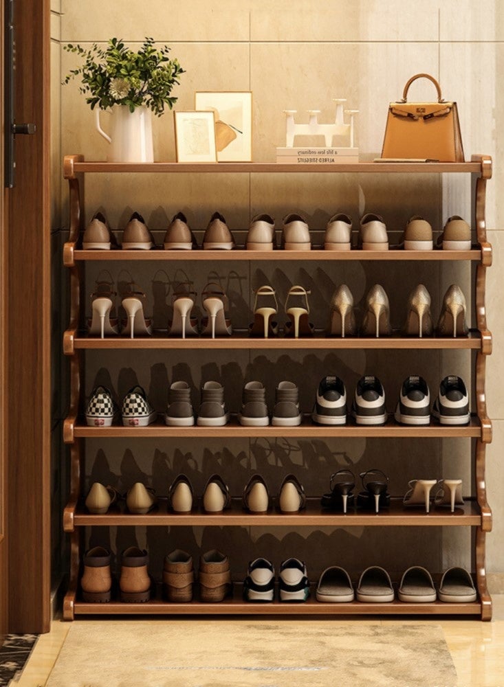 Kutis 5-Tier Shoe Rack Organizer Hallway Shoe Cabinet Free Standing Shoe Storage MDF Bamboo Brown 100x23x83 cm  - Image 2