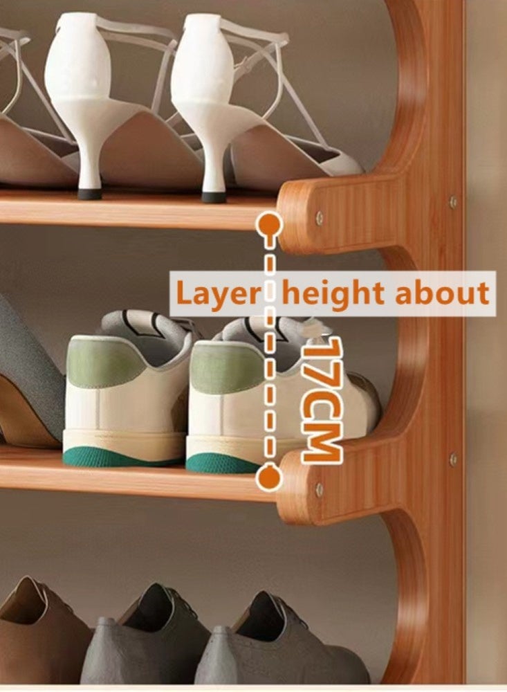 Kutis 5-Tier Shoe Rack Organizer Hallway Shoe Cabinet Free Standing Shoe Storage MDF Bamboo Brown 100x23x83 cm  - Image 4