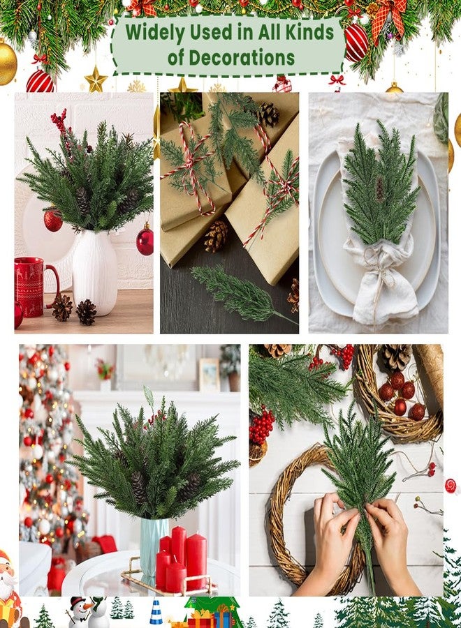 Vellibring 50PCS Christmas Norfolk Pine Branches, 6 Styles Artificial Christmas Norfolk Branches Artificial Greenery Real Touch Pine Needle Branches Stems Sprigs for Xmas DIY Making Garland Wreath Home Decor - Image 4