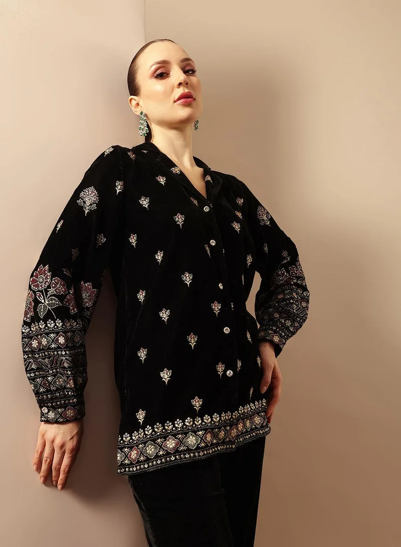 ISHIN Rich Black Regular Co-ords