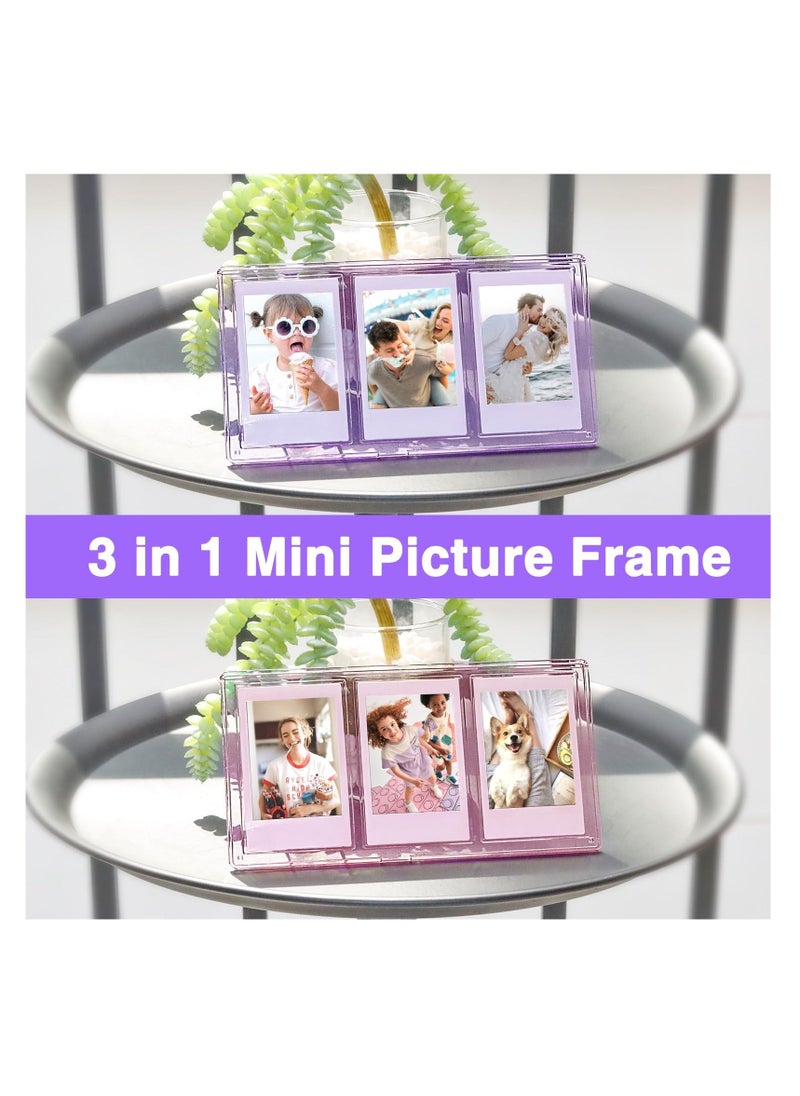 Generic - 2x3 Mini Collage Picture Frame for Polaroid, 3 in 1 Colorful Frame for Instax Mini 3 inch Photos, Clear Mini Picture Frames for Desktop Tabletop Display Decoration - Image 1