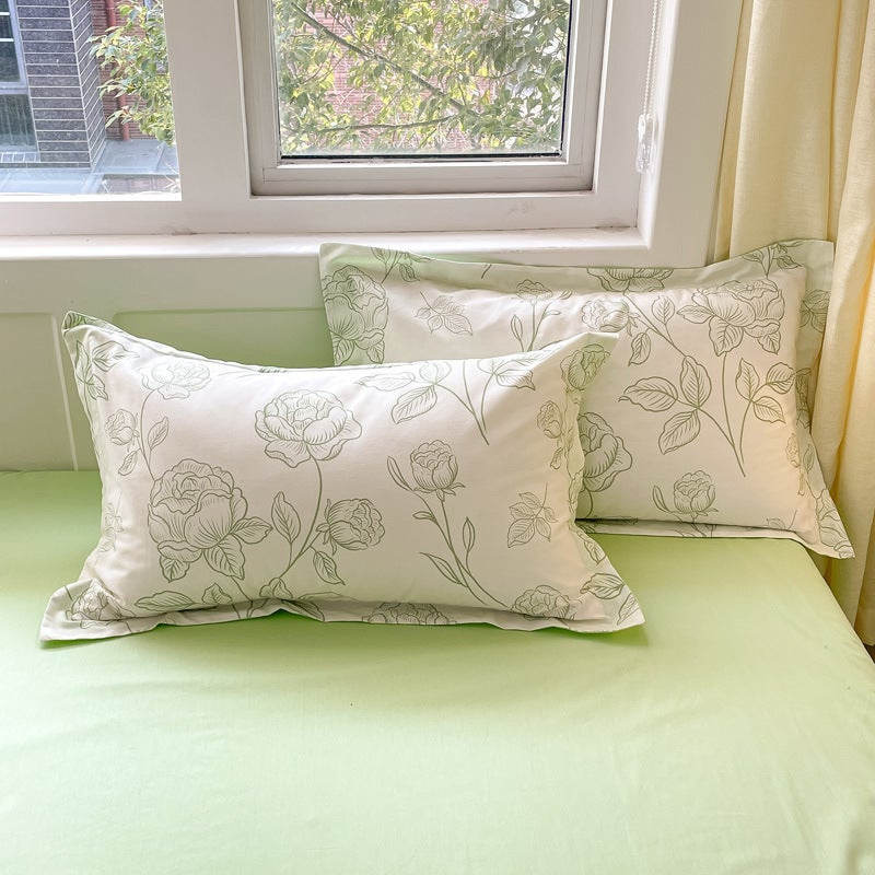 Spring And Cotton Small Fresh Printing Four-Piece Cotton Bed Sheet Quilt Cover Three-Piece Home Bedding Kit - Image 5