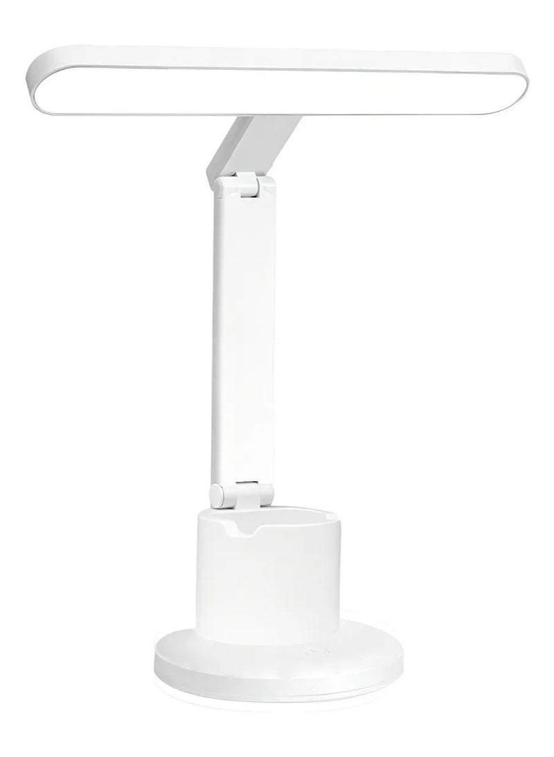 مصباح مكتب LED قابل لإعادة الشحن بذراع مرن 360° – إضاءة قابلة للتعديل 3000-6000K بثلاثة مستويات سطوع – مصباح مكتبي لحماية العين مع حامل هاتف وأقلام – مثالي للدراسة والعمل - Image 1